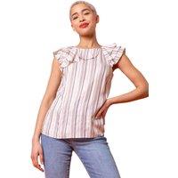 Stripe Print Frill Detail Top