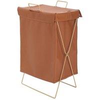 Collapsible PU Leather Laundry Hamper with Metal Frame