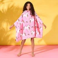 Kids Poncho Beach Towel Hooded Quick Dry Microfibre Holiday Swimming Absorbent