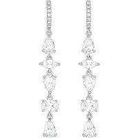 Rhodium Plated Cubic Zirconia Mixed Stone Drop Earrings