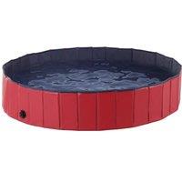 Portable Pet Paddling Pool Swimming Bath Cat Dog Puppy Foldable Red