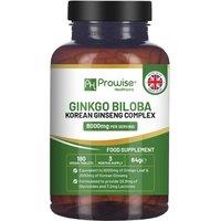 Ginkgo Biloba and Korean Ginseng Tablets 8000mg 180 Vegan Tablets - Ginkgo 6000mg & Korean Ginseng Root 2000mg Supports Cognitive Function & Mental Pe