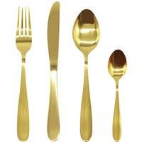 Cutlery Sets Gold Stainless Steel Light Spoon Fork 16 Piece Set
