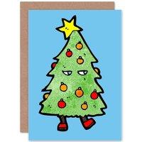 Sneaky Christmas Tree Creepy Christmas Greetings Card Plus Envelope Blank inside