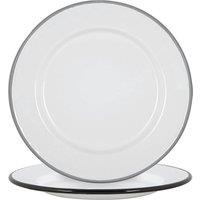 White Enamel Side Plates 20cm Black/Grey