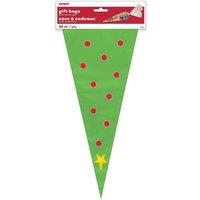 Christmas Tree Cellophane Cone Party Bags (Pack of 20)