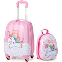 2Pcs 12" 16" ABS Kids Suitcase Backpack Luggage Set School Travel Lightweight