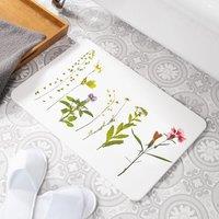 Pressed Flowers Stone Non Slip Bath Mat