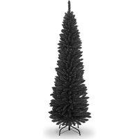 6ft Artificial Flocked Black Slim Christmas Pencil Tree Holiday Home Decorations with Pointed Tips a