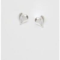 Sterling Silver 925 Polished Heart Stud Earrings