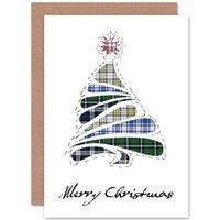 Christmas Xmas Merry Tartan Design Tree Scottish Greetings Card