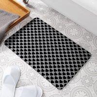 Black Heart Pattern Grey Stone Non Slip Bath Mat