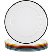 White Enamel Side Plates 20cm 6 Colours