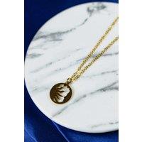 Stainless Steel Gold Sun Moon Small Round Disc Pendant Necklace