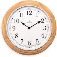 Winchester Wall Clock Quartz Crafted Wood Domed Glass Lens Oak 31.5cm
