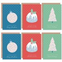 Christmas Patterns Ornament Pudding Tree Blank Greeting Cards With Envelopes Pack of 6