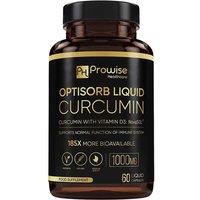 Optisorb Liquid Curcumin with Vitamin D - 60 Liqcaps, 185x Bioavailability