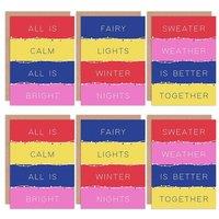 Christmas Stripes Winter Season Bold Greeting Cards With Envelopes Pack of 6