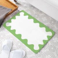 Green Wavy Frame Stone Non Slip Bath Mat