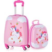 2Pcs 12" 16" ABS Kids Suitcase Backpack Luggage Set School Travel Lightweight