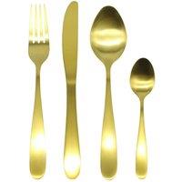 Cutlery Sets Brushed Gold Stainless Steel Light Spoon Fork 32 Piece Set