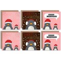 Christmas Cards Cute Penguin Santa Hat Kids Set Greeting Cards With Envelopes Pack of 6