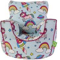 Cotton Pastel Rainbow Space Unicorn Bean Bag Arm Chair Toddler Size