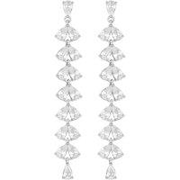 Rhodium Plated Cubic Zirconia Linear Drop Earrings