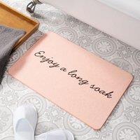 Enjoy A Long Soak Pink Stone Non Slip Bath Mat