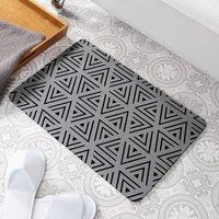 Geometric Triangle Grey Stone Non Slip Bath Mat