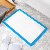 Blue Border Stone Non Slip Bath Mat