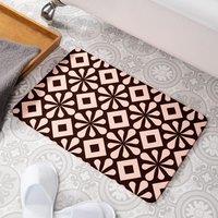 Square Pattern Pink Stone Non Slip Bath Mat