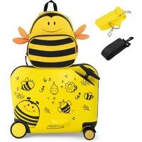 Kids Luggage Set of 2 Kids Ride-on & Carry-on Hardshell Suitcase