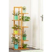 Wooden Rustic 6-Tiered Potted Vintage Plant Stand Decorative Display Shelf