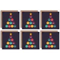 Christmas Cards - Moustache Tree Funny Hipster Set Xmas Blank Greeting Cards With Envelopes Pack of 