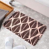 Palm Pattern Pink Stone Non Slip Bath Mat