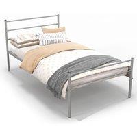 Costway Single Metal Bed Frame Heavy-duty Slatted Platform Bed w/ Headboard & Footboard No Box Spring Needed Silver