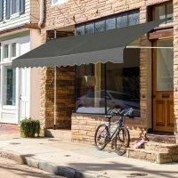 Costway 4M Telescopic Canopy Retractable Adjustable Outdoor Clamp Awning Sun Shelter in Grey