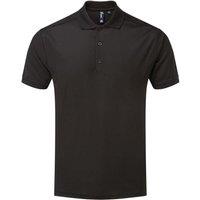 Premier Men's Coolchecker Pique Polo Shirt in Black | Size: Large