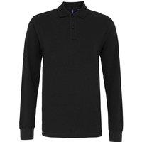 Asquith & Fox Men's Classic Fit Long Sleeved Polo Shirt in Black | Size: 2XL