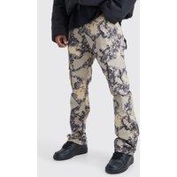 Fixed Waist Slim Flare Gusset Pixel Camo Cargo Trouser