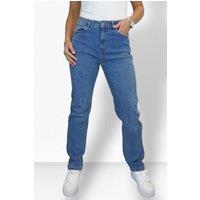 Paulo Due Women's Classic Straight Leg Denim Jeans in Mid Blue | Size: 22