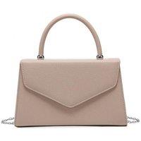 JFY Women's Top Handle Pu Clutch Bag in Beige