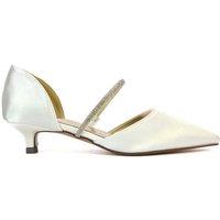 XY London Women's 'Laura' Diamante Strap Kitten Heel Pointed Toe Court Shoes in Ivory | Size: 5