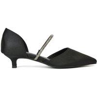 XY London Women's 'Laura' Diamante Strap Kitten Heel Pointed Toe Court Shoes in Black | Size: 5
