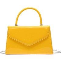 JFY Women's Top Handle Patent Clutch Bag in Yellow