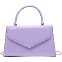 JFY Women's Top Handle Patent Clutch Bag in Purple