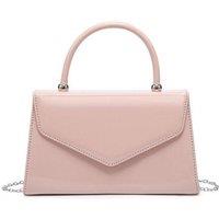 JFY Women's Top Handle Patent Clutch Bag in Pink
