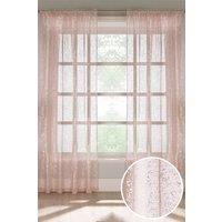 Tyrone Textiles Pandora Metallic Print Voile Panel - Pair in Pale Pink | Size: 140 cm width x 122 cm drop