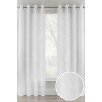 Tyrone Textiles Linen Look Sheer Voile Panel Pair with Eyelet Header - Ideal for Living Rooms & Bedrooms in White | Size: 140 cm width x 183 cm drop